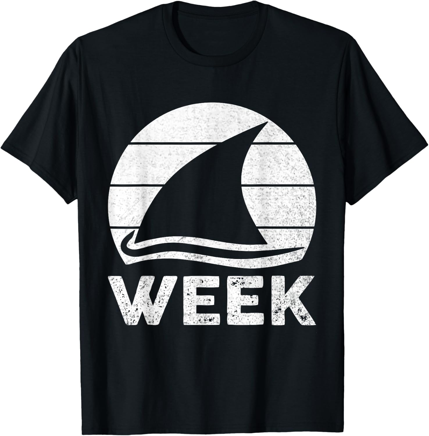 2025 Week Retro Shark Fin Lover Sea Ocean Animal Summer Trip Women Kids T-Shirt - T-Shirt | Black