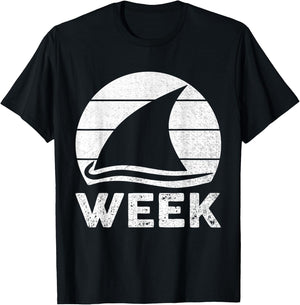 2025 Week Retro Shark Fin Lover Sea Ocean Animal Summer Trip Women Kids T-Shirt - T-Shirt | Black