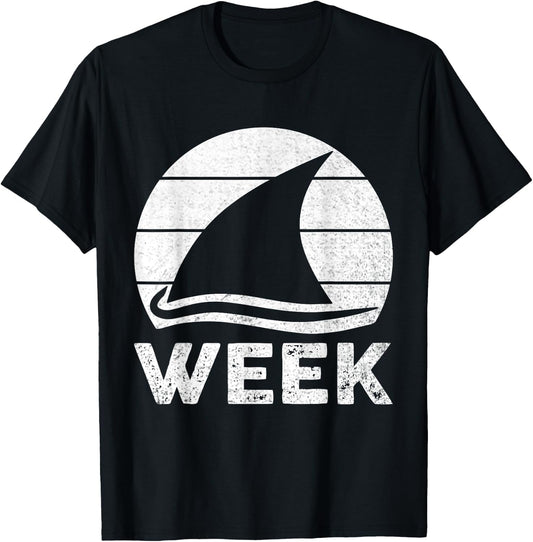2025 Week Retro Shark Fin Lover Sea Ocean Animal Summer Trip Women Kids T-Shirt - T-Shirt | Black