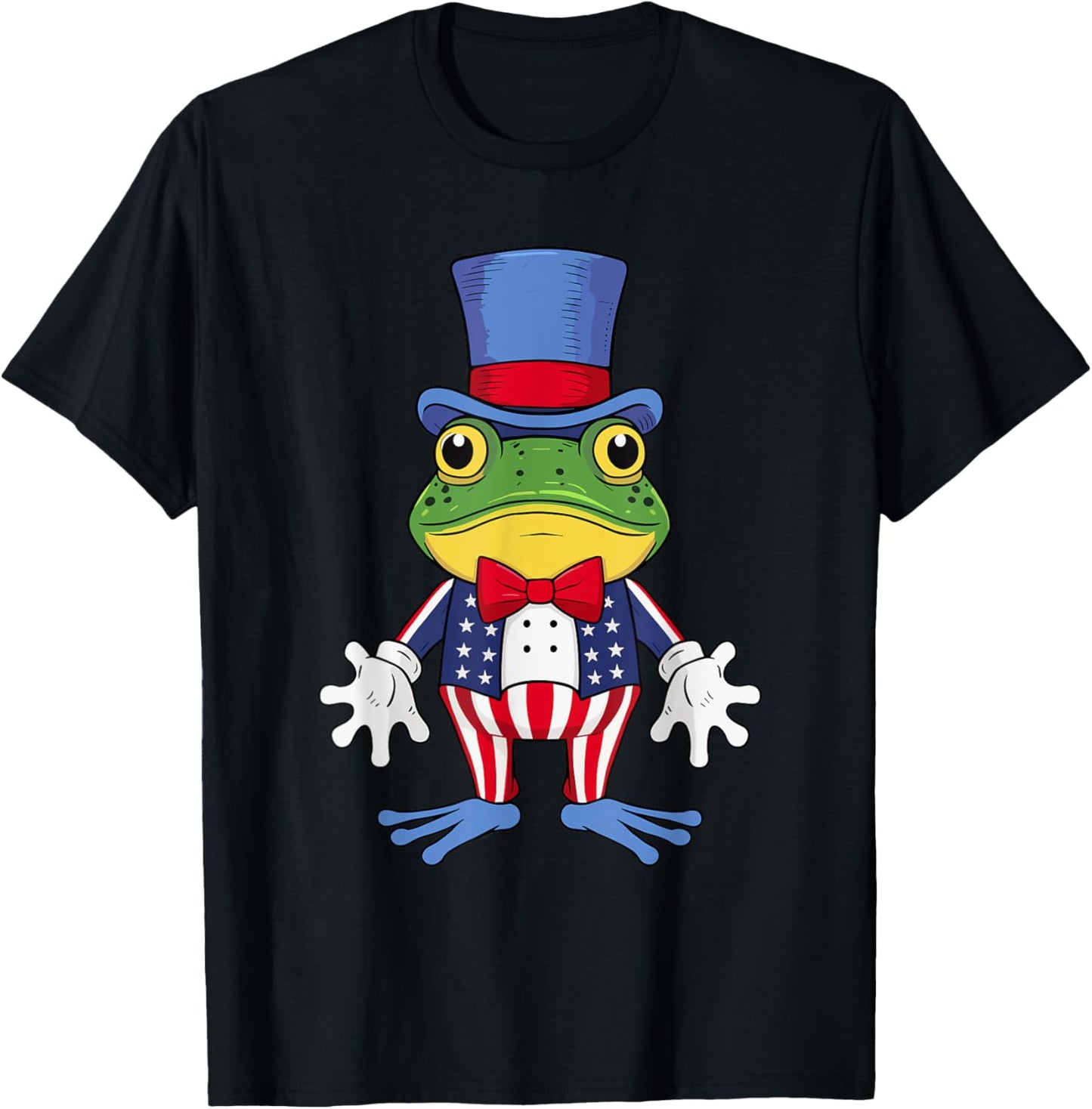 Funny Patriotic Frog with American 4th of July T-Shirt - T-Shirt | Black