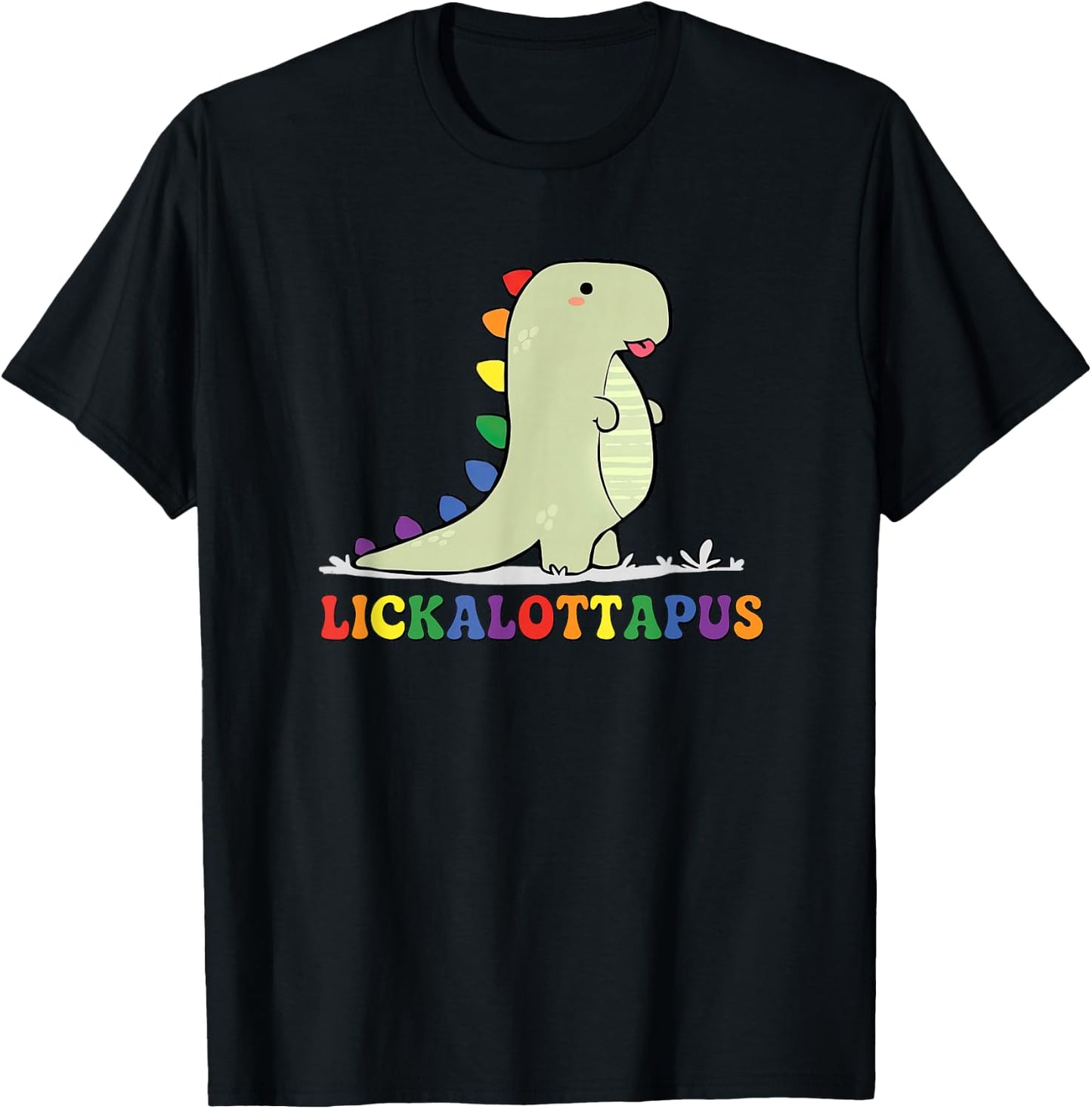 Lickalottapus Rainbow Dinosaur LGBTQ Funny Gay Pride Month T-Shirt - T-Shirt | Black