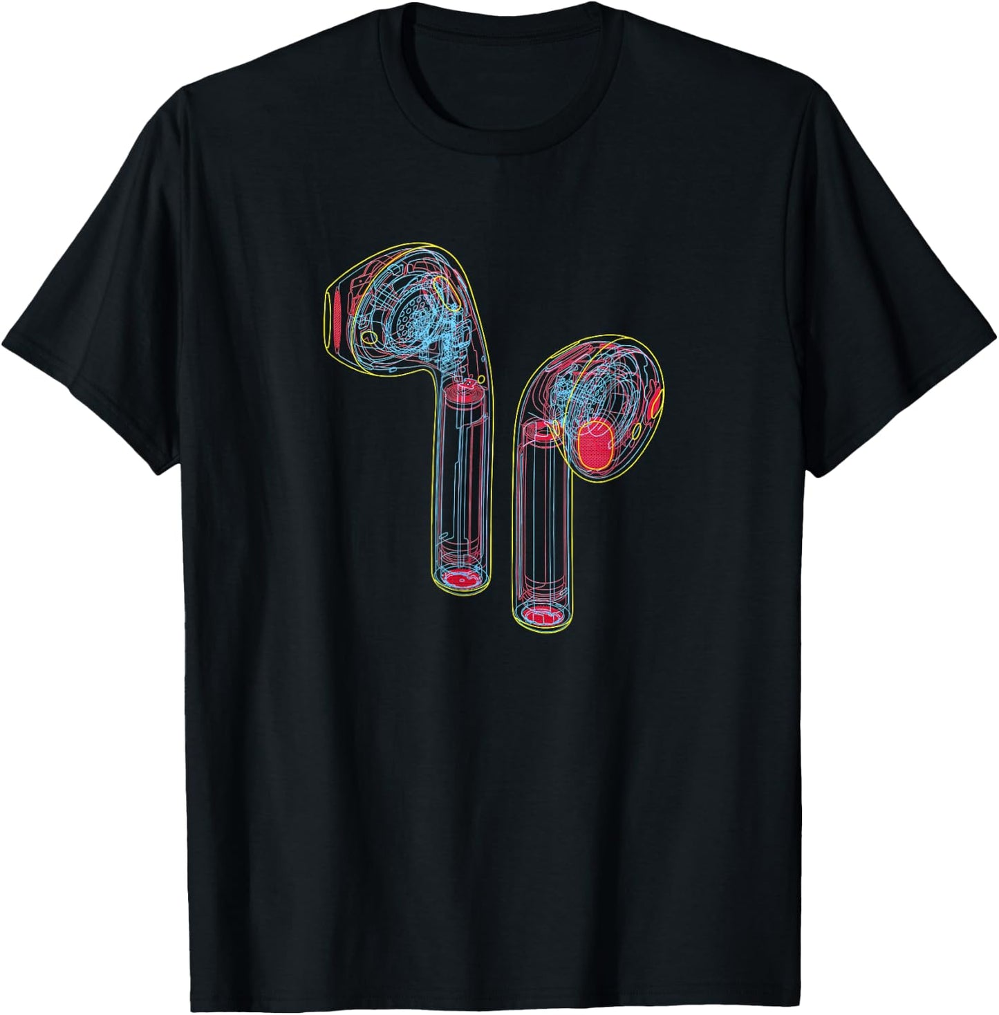 Man Woman Crew with Airpods T-Shirt - T-Shirt | Black