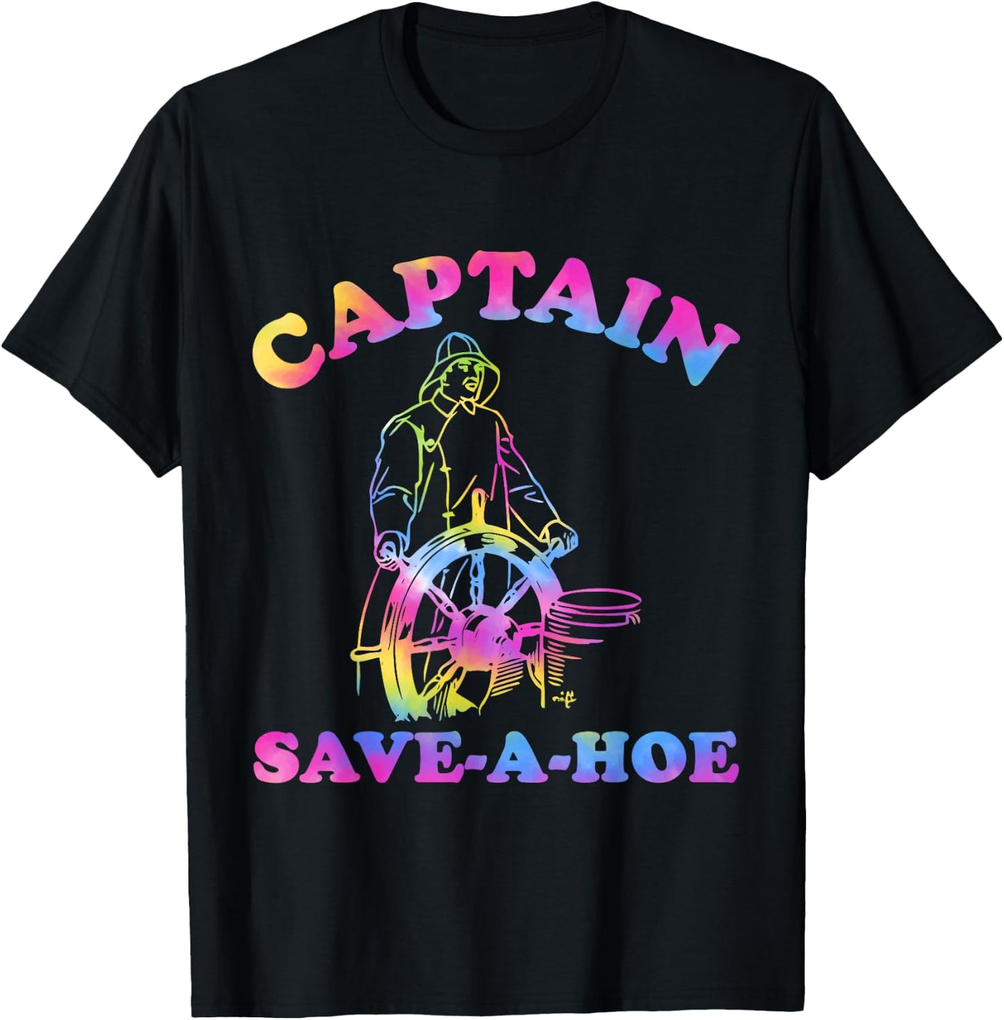 Captain Save-A-Hoe Hippie Design T-Shirt - T-Shirt | Black