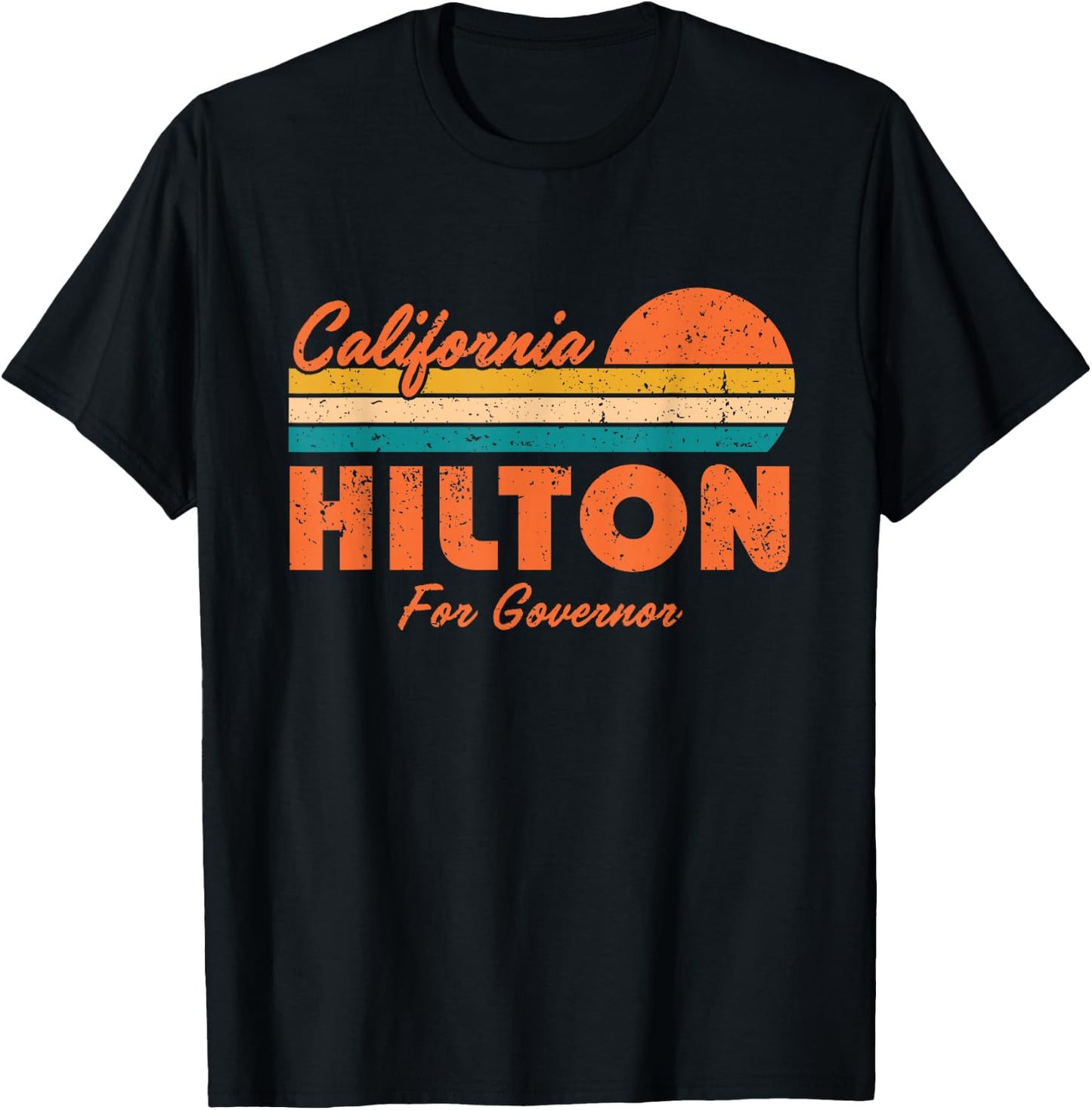 Steve Hilton for Governor of California 2026 Retro Sunset T-Shirt - T-Shirt | Black
