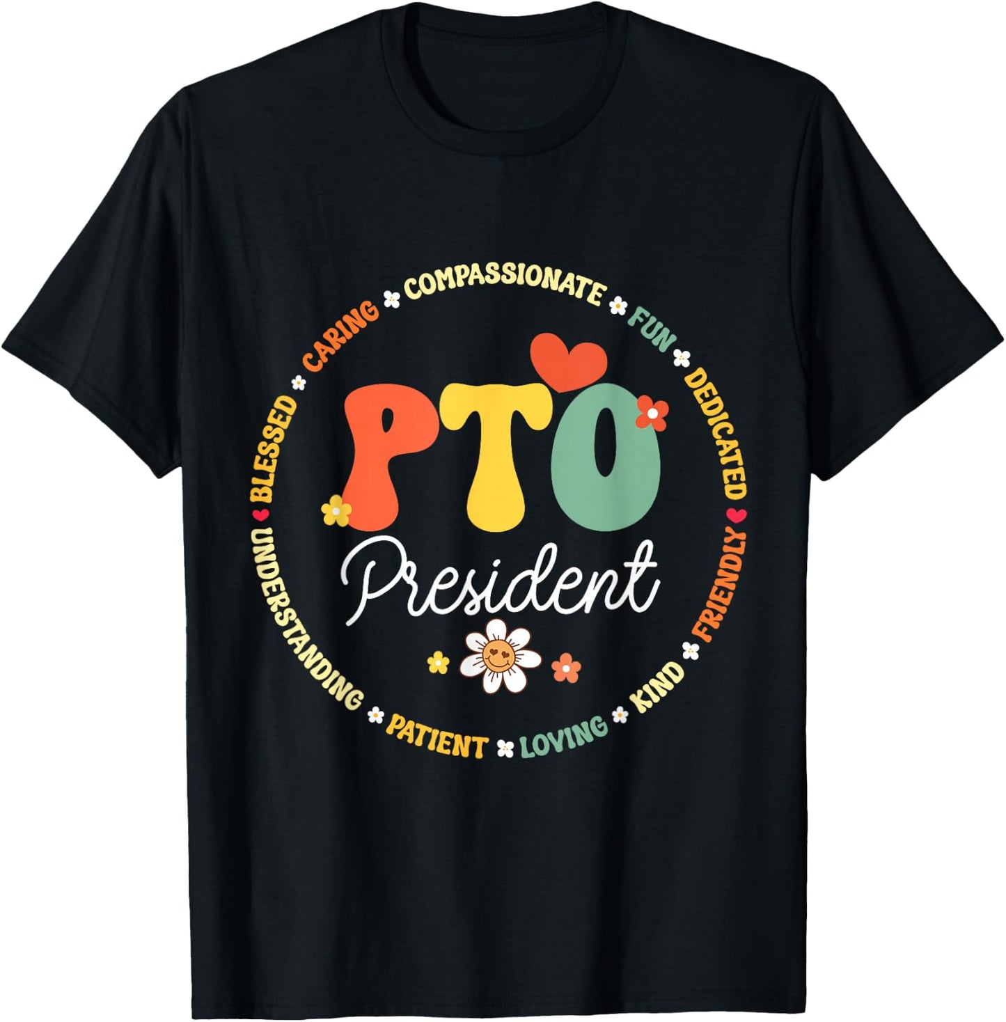 PTO President Back to School Matching Group Parent Teacher T-Shirt - T-Shirt | Black