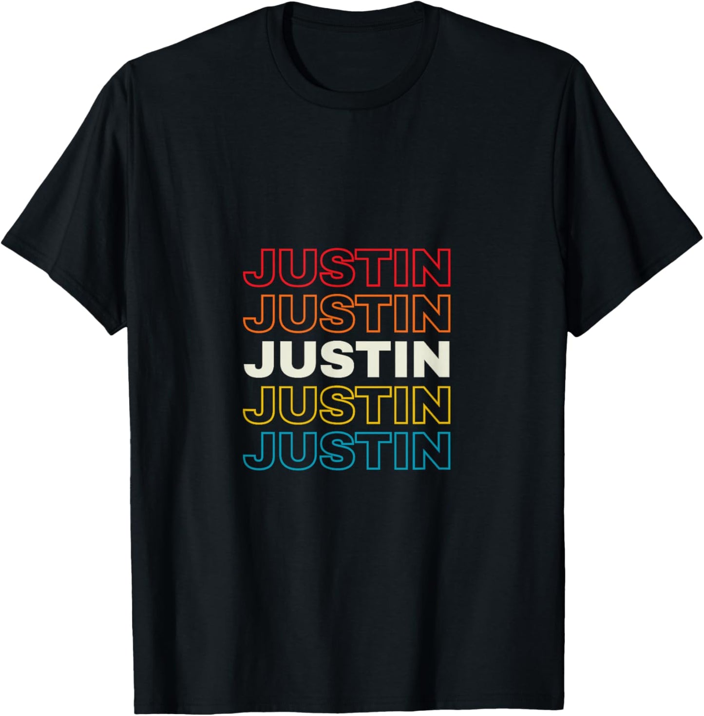 I Love Justin Personalized Retro Sunset First Name T-Shirt - T-Shirt | Black