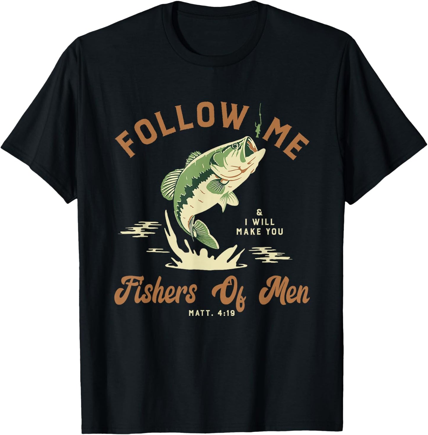 Fishers Of Men Retro Vintage Christian Bible Gift T-Shirt - T-Shirt | Black