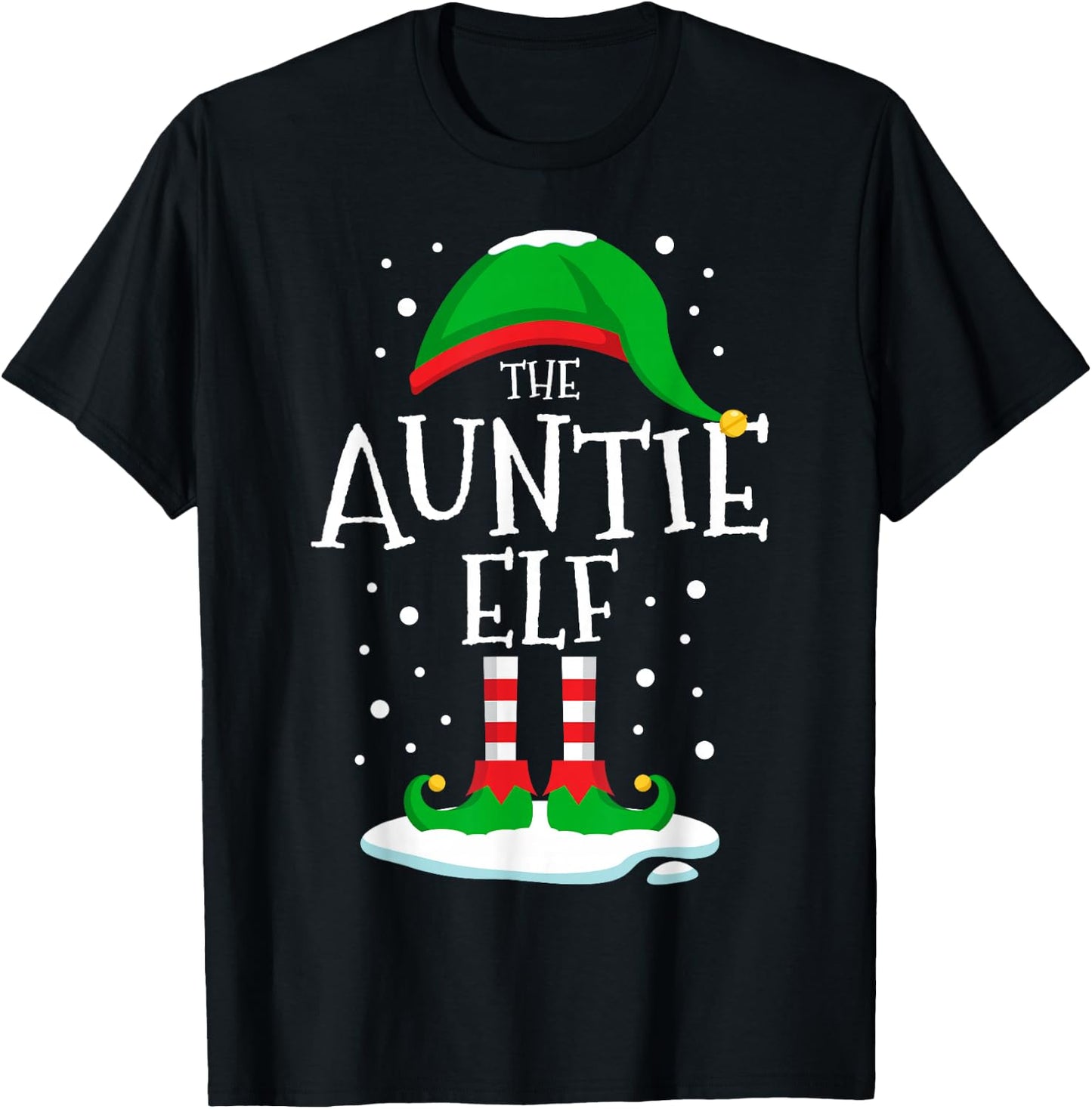 The Auntie Elf Christmas Family Matching Xmas Aunt Funny T-Shirt - T-Shirt | Black