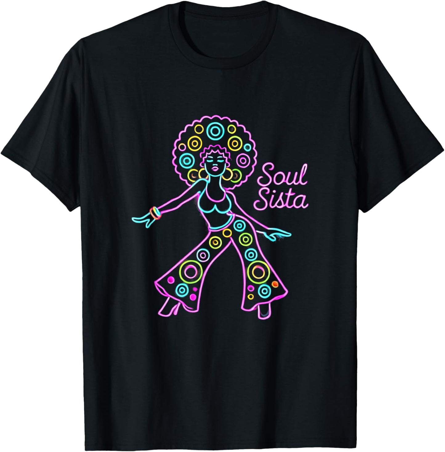 Soul Sista 70s Soul Music Retro Disco Black Funk Afro Girl T-Shirt - T-Shirt | Black