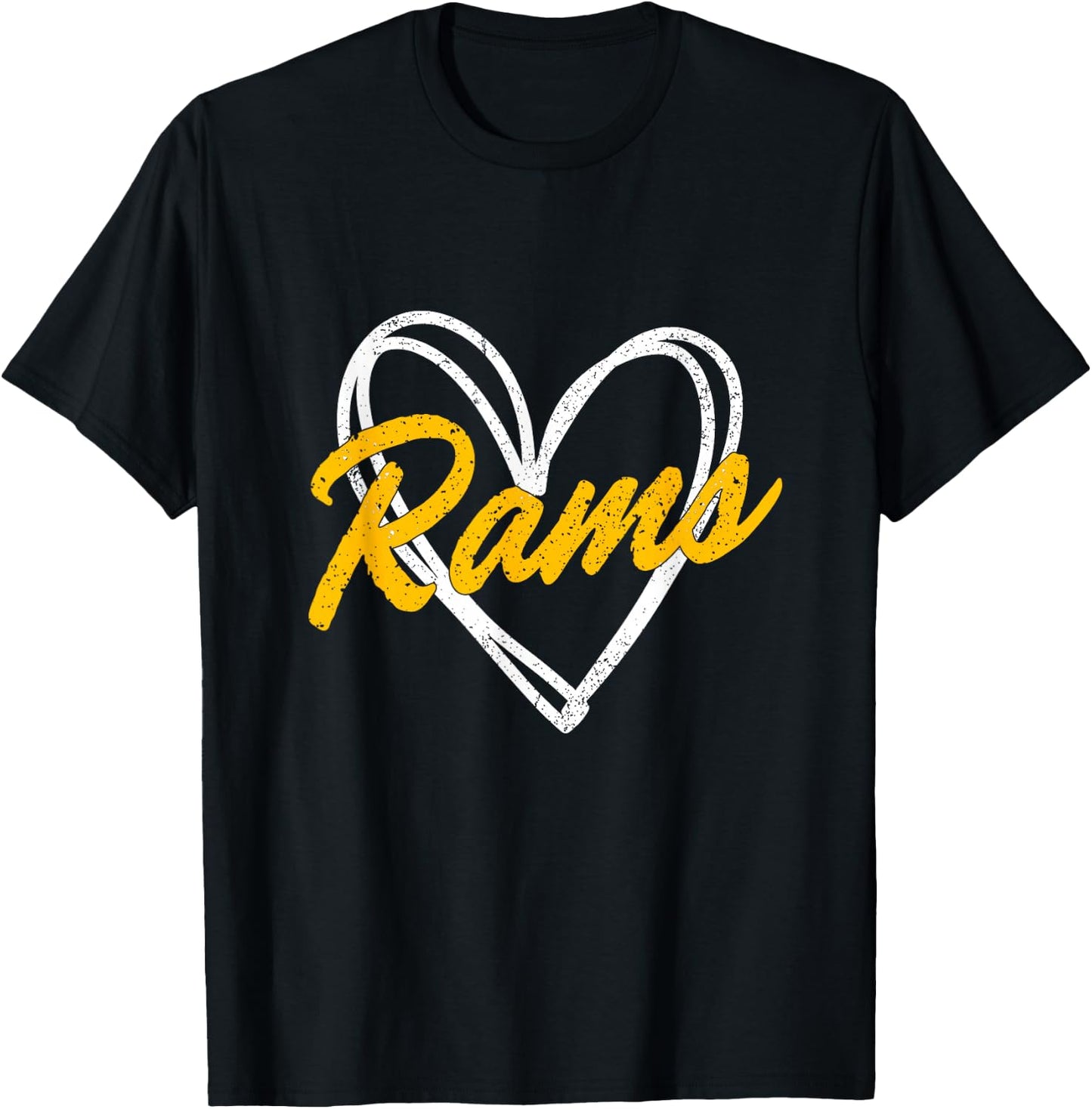Rams Love Heart Vintage Gift Women Boys Girls Kids T-Shirt - T-Shirt | Black