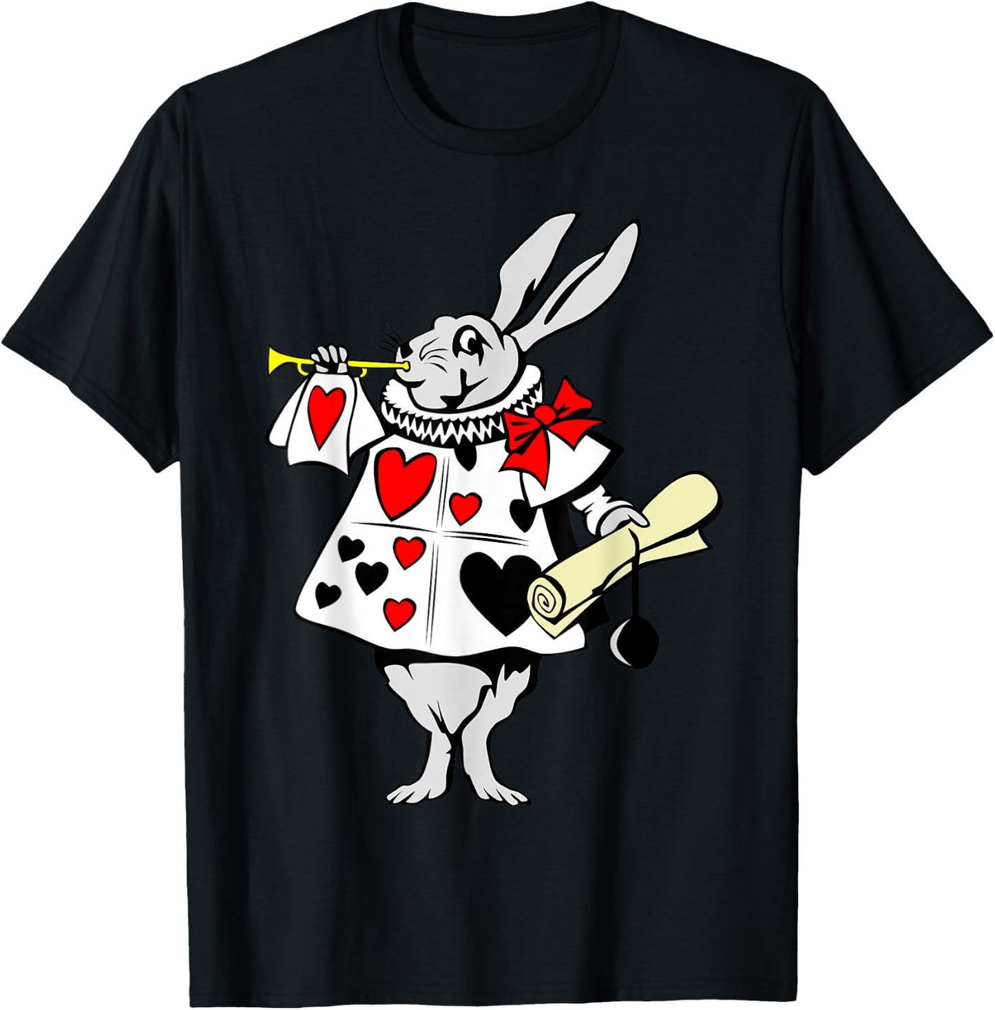 Alice in Wonderland Rabbit easter bunny playing music T-Shirt - T-Shirt | Black