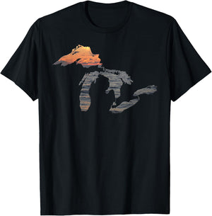 Great Lakes Shirt - Sunset Over Lake Superior T-Shirt - T-Shirt | Black