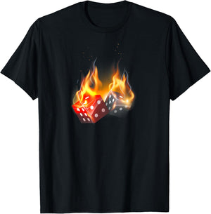 Las Vegas Casino Dice Flame Fire Cool T-Shirt - T-Shirt | Black