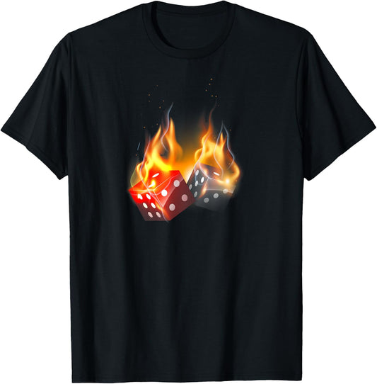 Las Vegas Casino Dice Flame Fire Cool T-Shirt - T-Shirt | Black