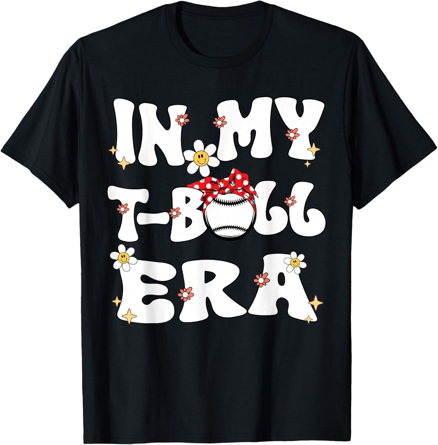 In My Tball Era Retro Groovy T ball ball Kids Girl Boy T-Shirt - T-Shirt | Black