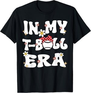 In My Tball Era Retro Groovy T ball ball Kids Girl Boy T-Shirt - T-Shirt | Black