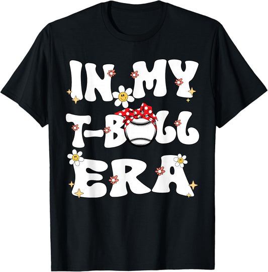 In My Tball Era Retro Groovy T ball ball Kids Girl Boy T-Shirt - T-Shirt | Black