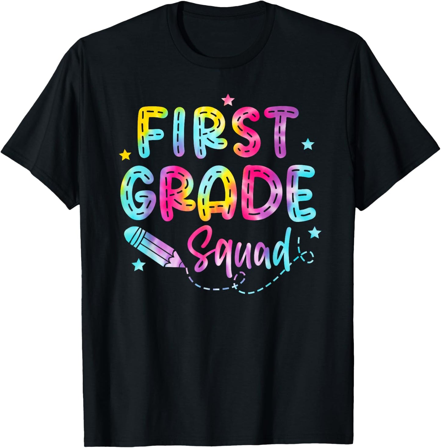1st First Grade Squad Student Teacher Back To School Tie Dye T-Shirt - T-Shirt | Black