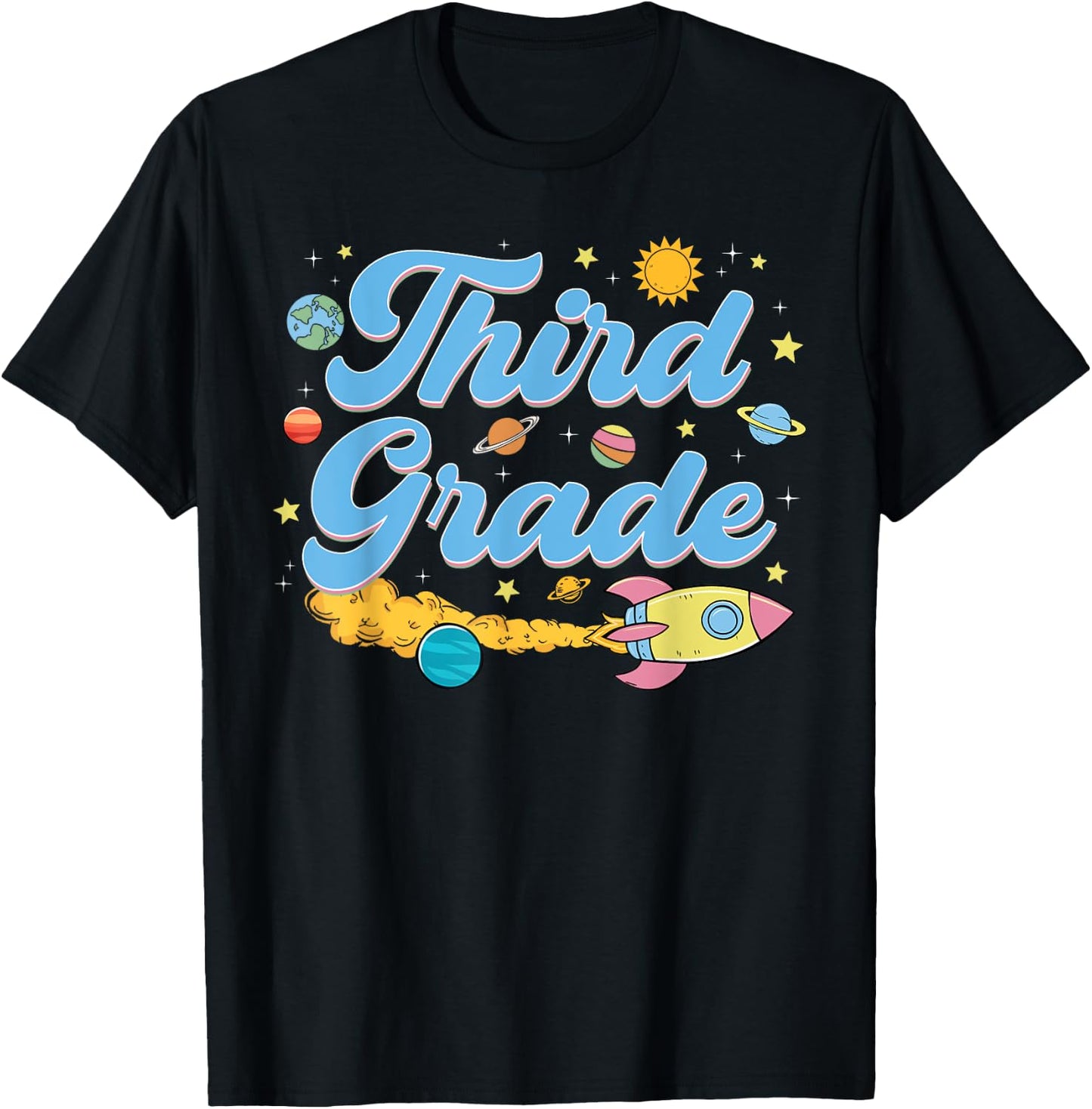 Third Grade Astronaut Planets Space Lover Back To School T-Shirt - T-Shirt | Black