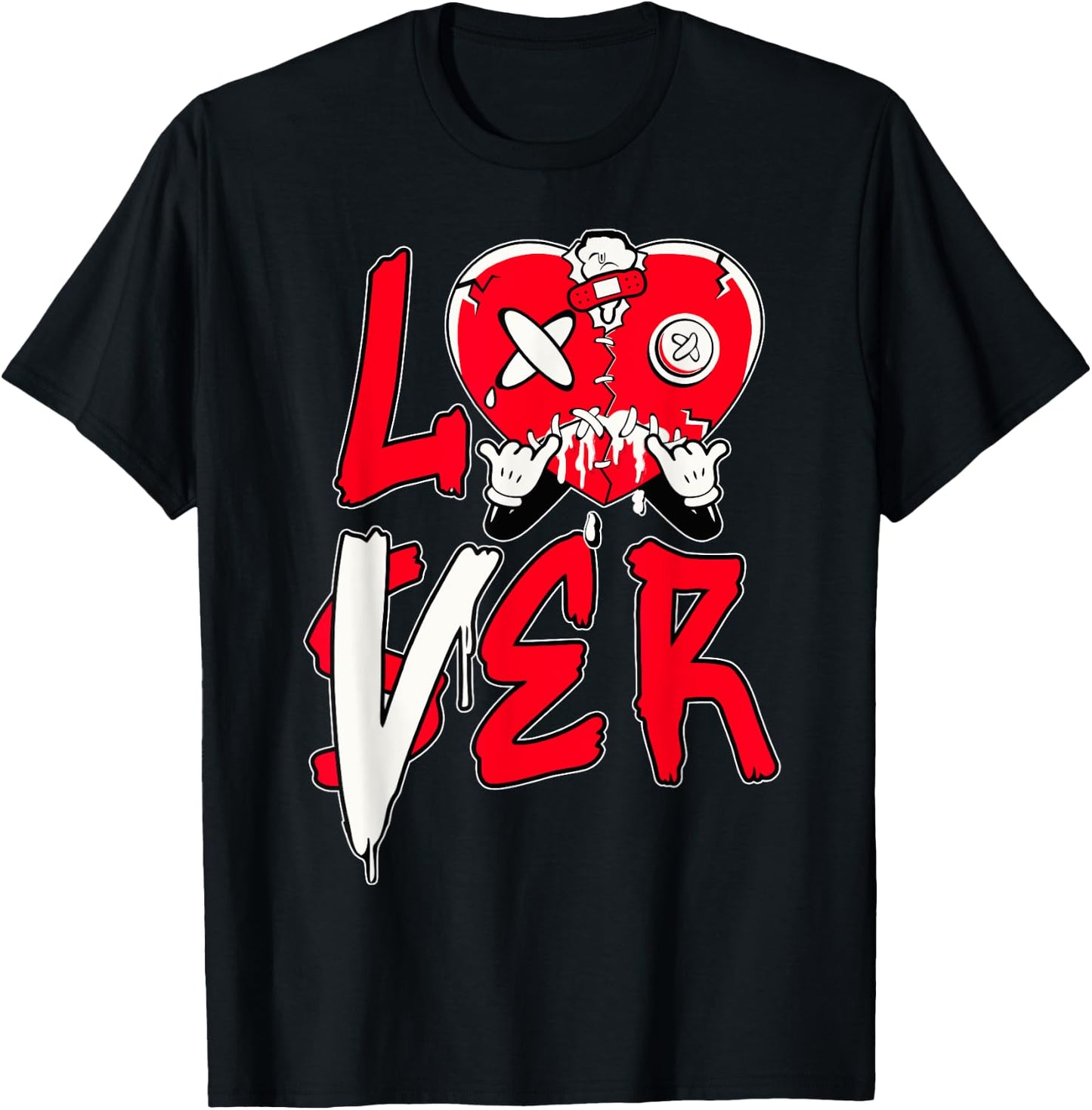 Red Loser Lover Pink Drip Heart Matching Women T-Shirt - T-Shirt | Black