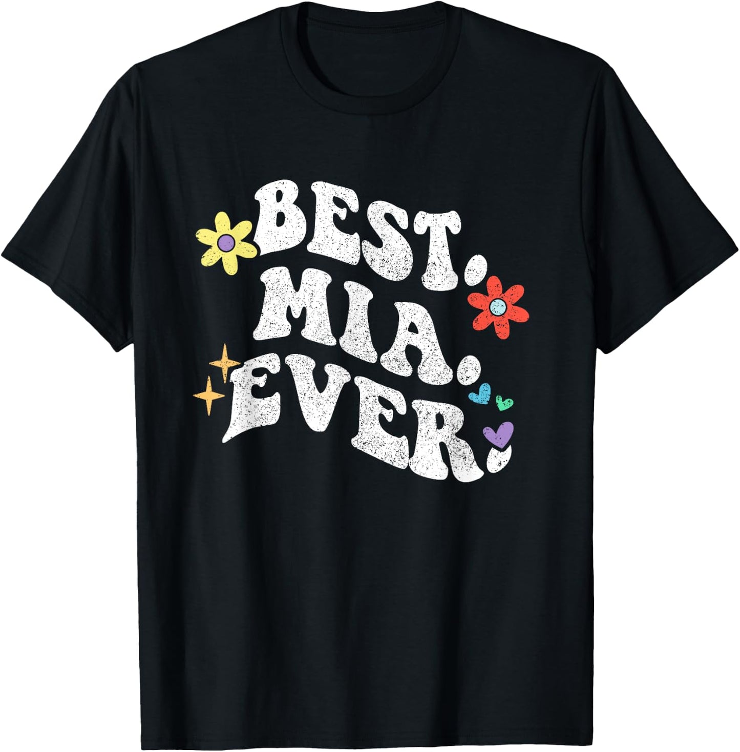 Retro Groovy Best MIA Ever First Name Mother's Day Girl T-Shirt - T-Shirt | Black