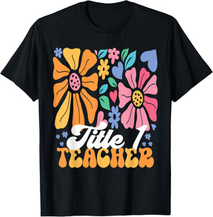 Title 1 Teacher Appreciation Reading Teacher Back To School T-Shirt - T-Shirt | Black