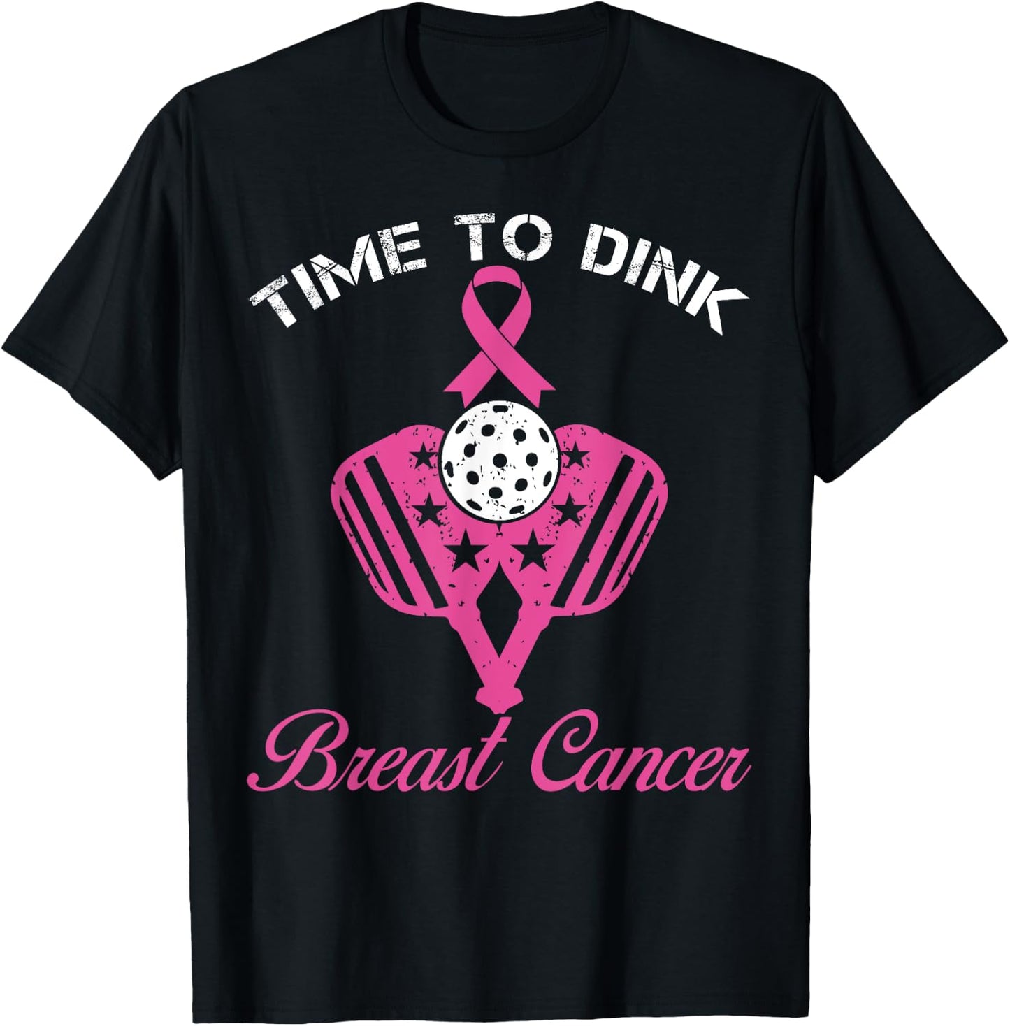Time To Dink Breast Cancer Awareness Pickleball Pink T-Shirt - T-Shirt | Black