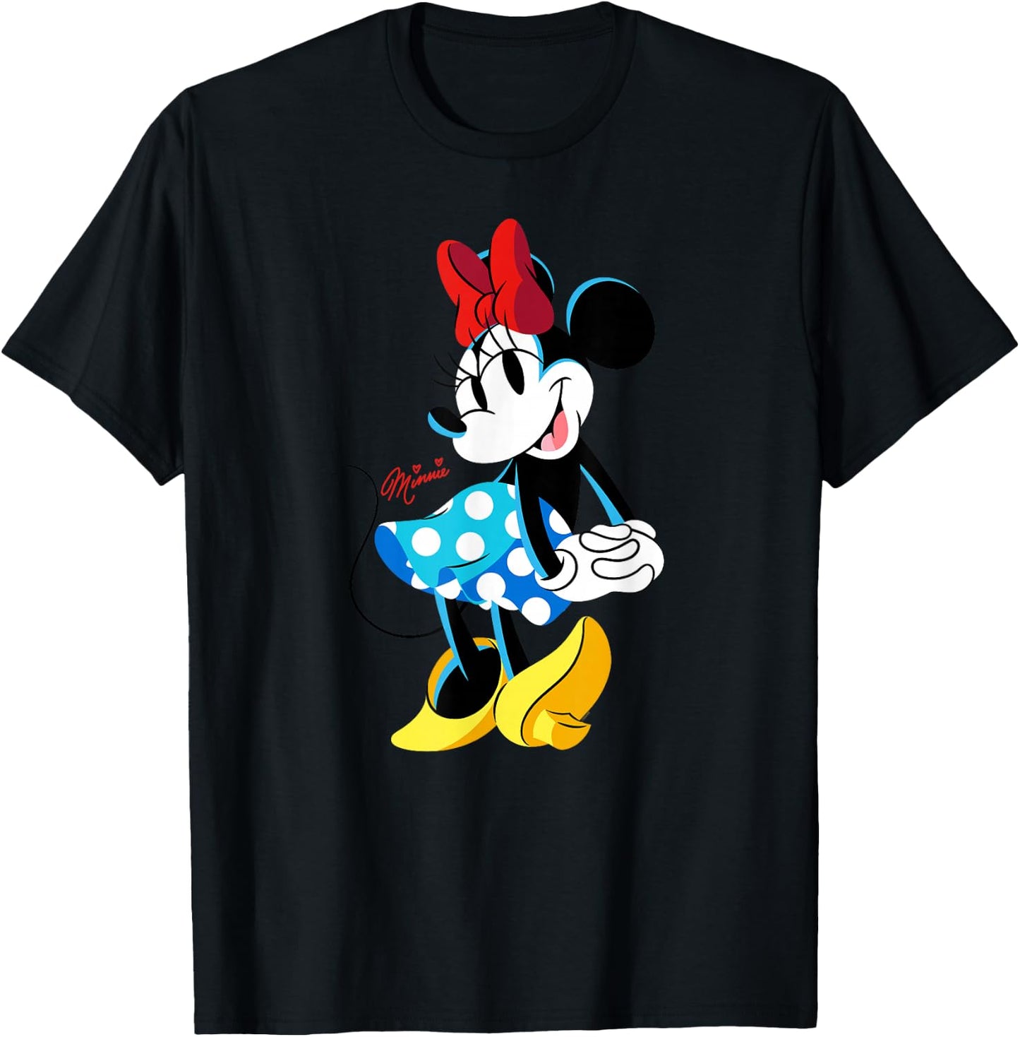 Disney Minnie Mouse Polka-Dot Skirt Cute Retro Vintage Pose T-Shirt - T-Shirt | Black