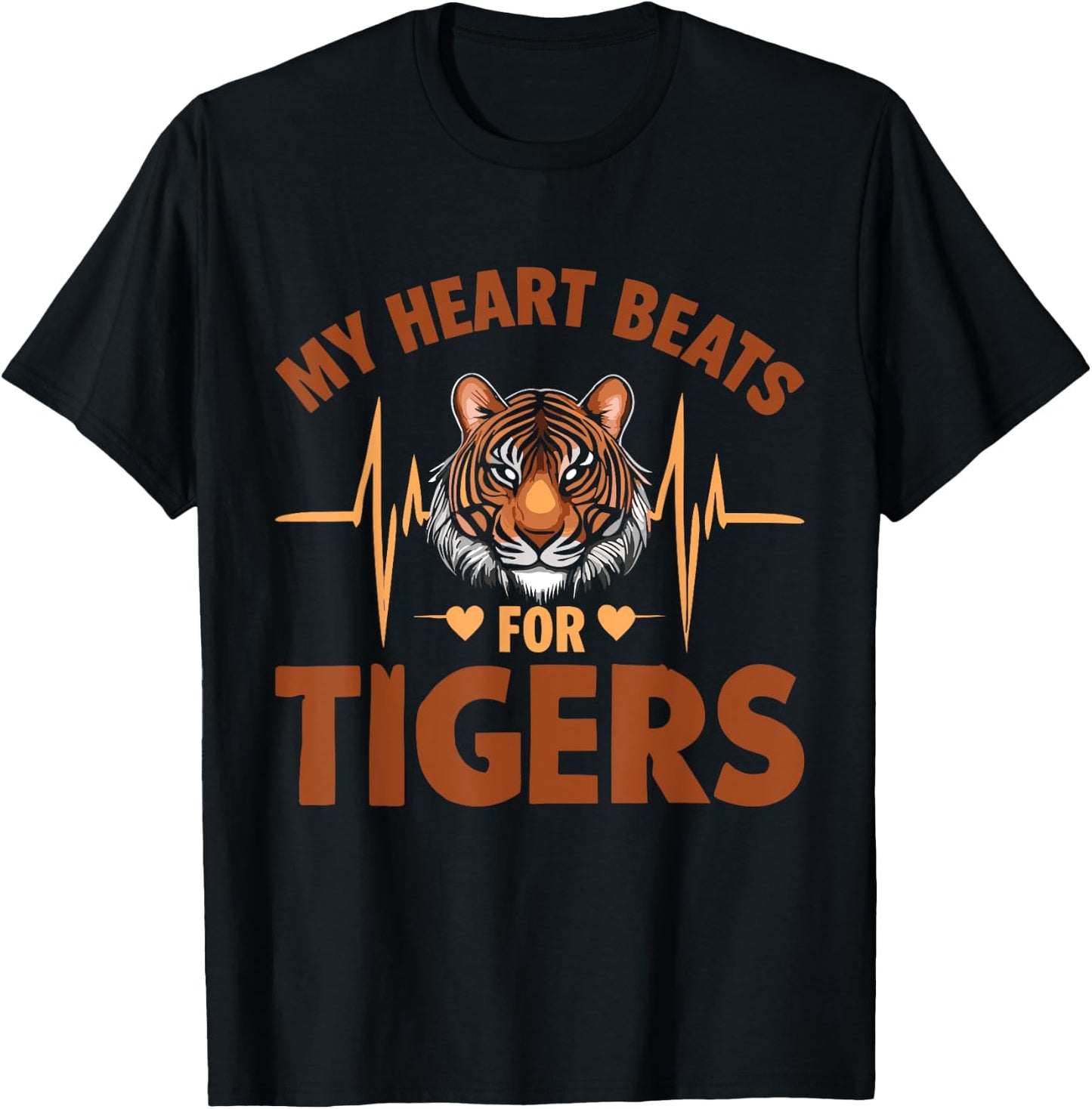 Tiger Wild Cat My Heart Beats For Tigers T-Shirt - T-Shirt | Black