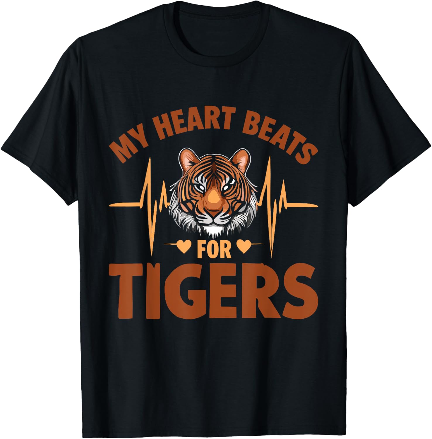 Tiger Wild Cat My Heart Beats For Tigers T-Shirt - T-Shirt | Black