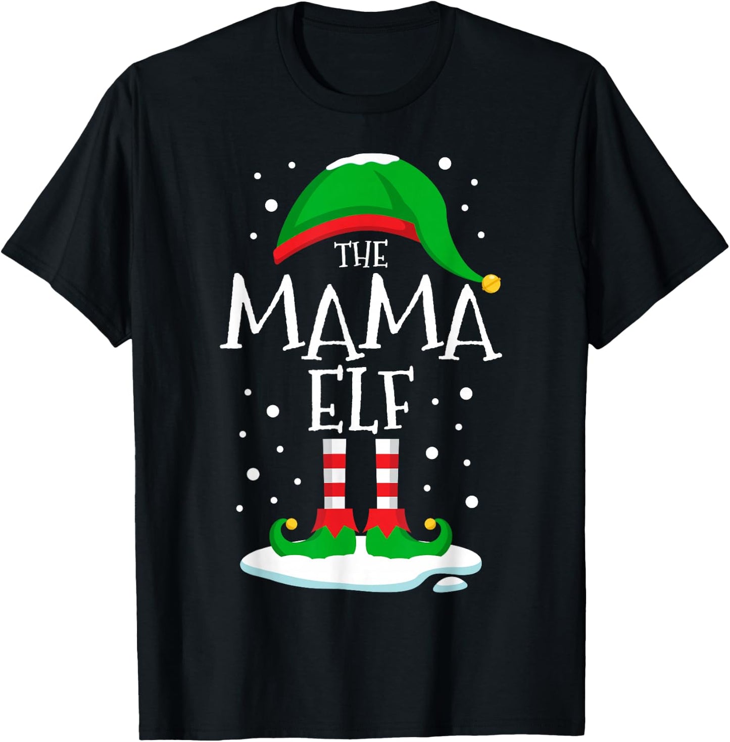 The Mama Elf Christmas Family Matching Xmas Mom Group Funny T-Shirt - T-Shirt | Black