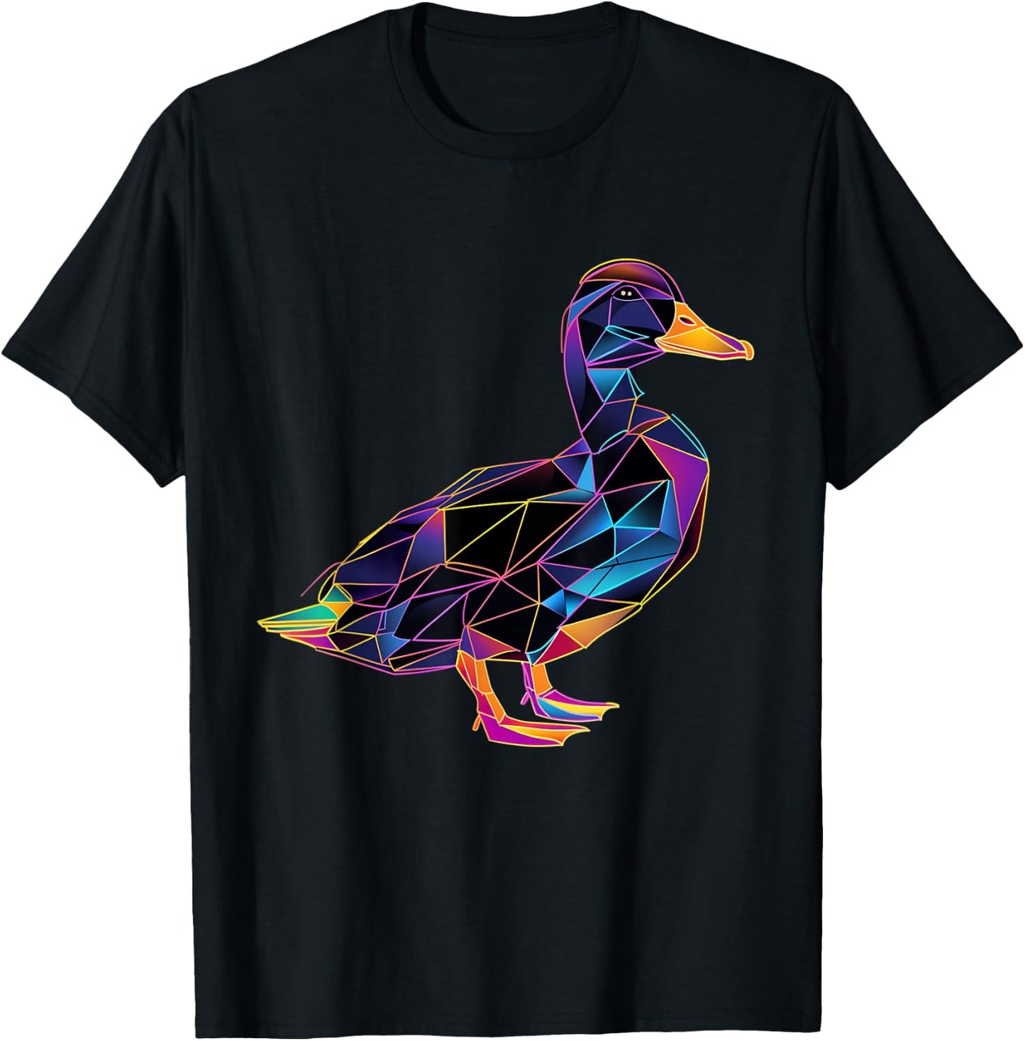 Duck Polygon Colorful Waterfowl Mallard Duck Lover T-Shirt - T-Shirt | Black