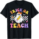Trick Or Teach Groovy Halloween Teachers T-Shirt - T-Shirt | Black