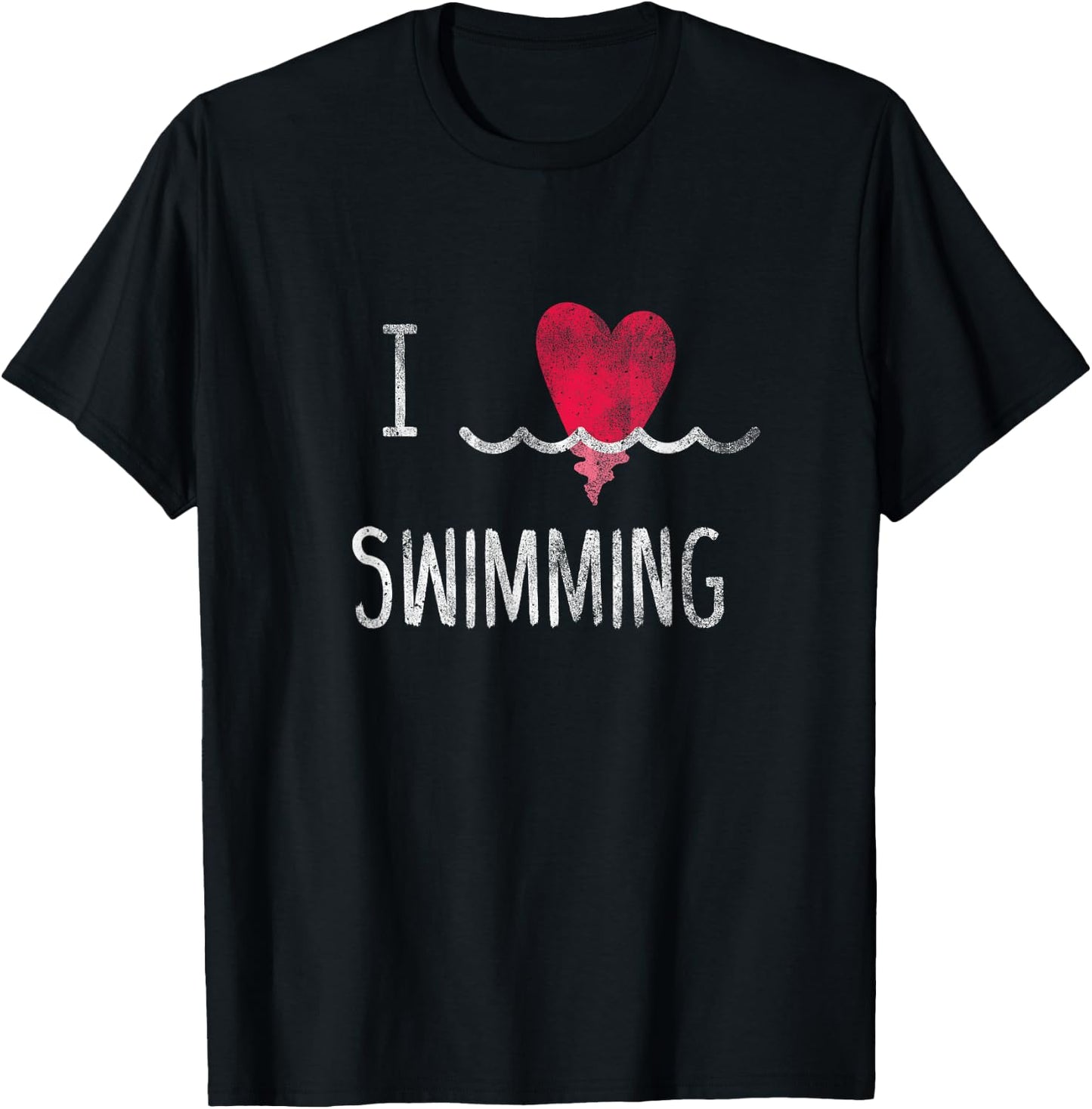 Vintage I Love Swimming Shirt - Swim Family Swimmer T-Shirt - T-Shirt | Black