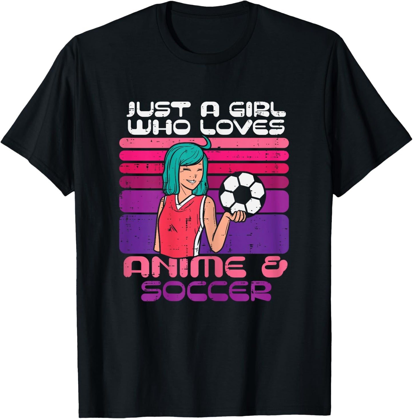 Girl Who Loves Anime Soccer Football Japaese Manga Otaku T-Shirt - T-Shirt | Black