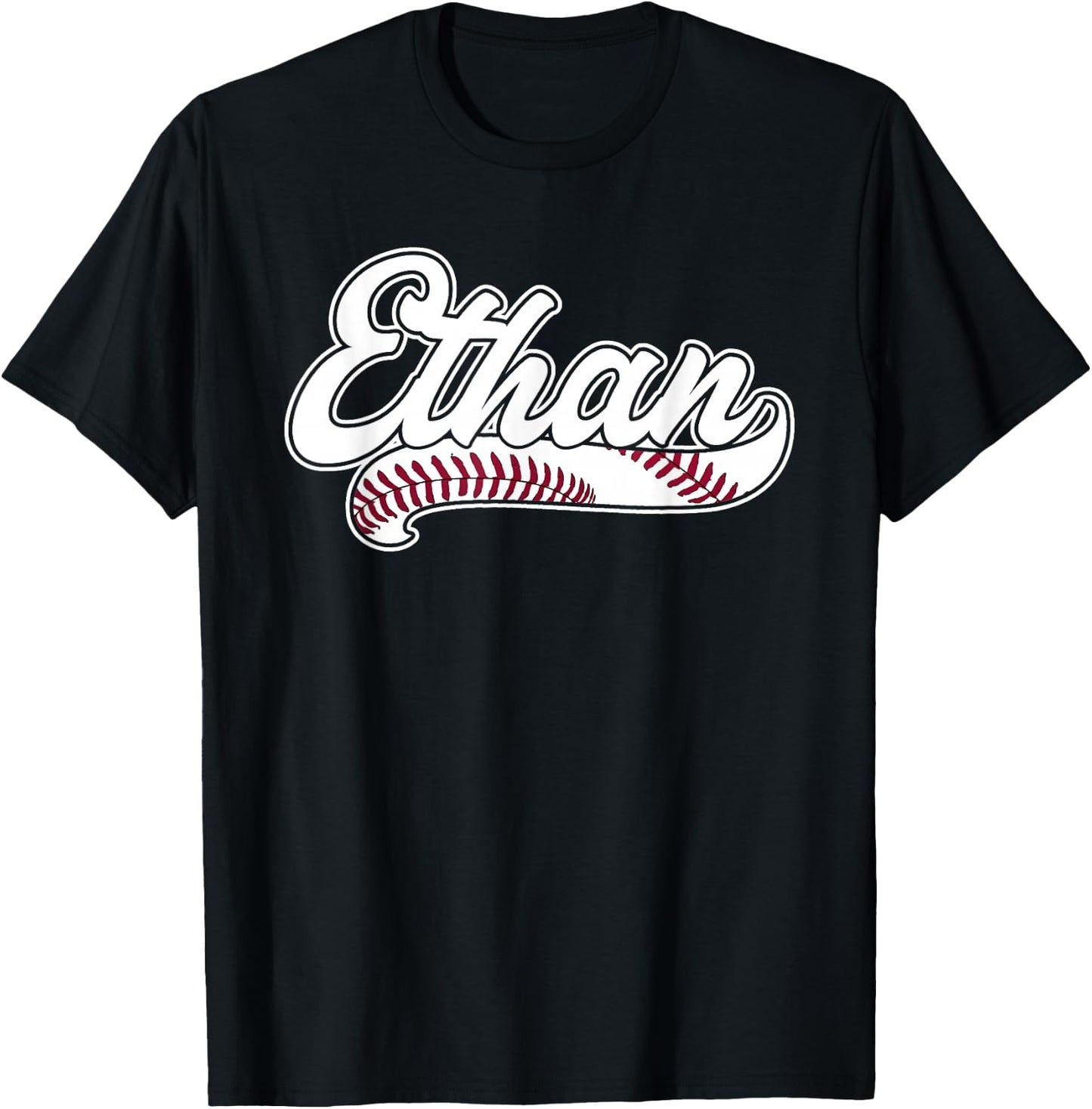 Ethan Personalized Baseball Fan Birthday Name T-Shirt - T-Shirt | Black