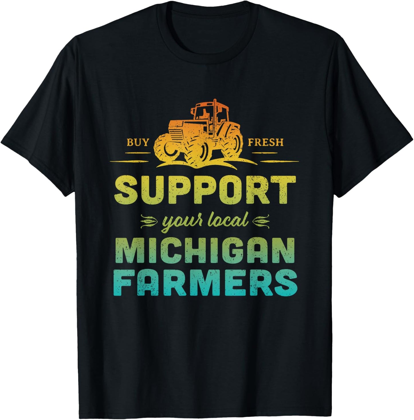 Michigan Farmers Local Market Farms Retro Tractor Souvenir T-Shirt - T-Shirt | Black