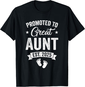 Promoted To Great Aunt Est 2025 Pregnancy Announcement T-Shirt - T-Shirt | Black