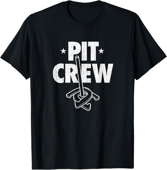 Pit Crew - Horseshoe Throwing Shirt Horseshoe Pitchers Gift T-Shirt - T-Shirt | Black