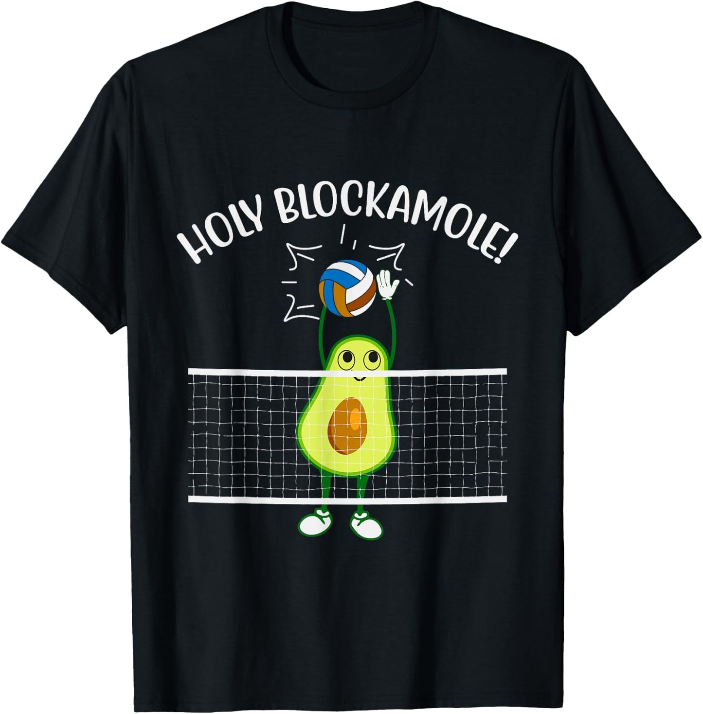 Holy Blockamole Volleyball Men Women Kids Volleyball Avocado T-Shirt - T-Shirt | Black