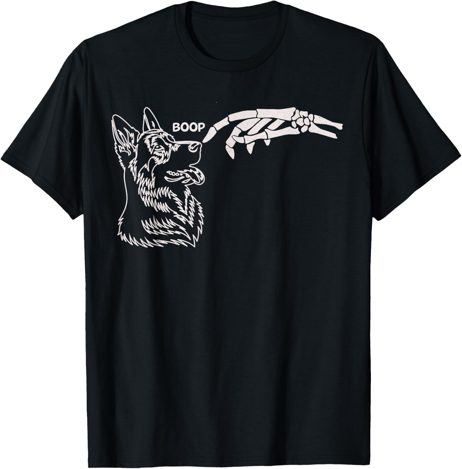 Cute Dog Skeleton Hand Boop Halloween Women Girls Kids T-Shirt - T-Shirt | Black