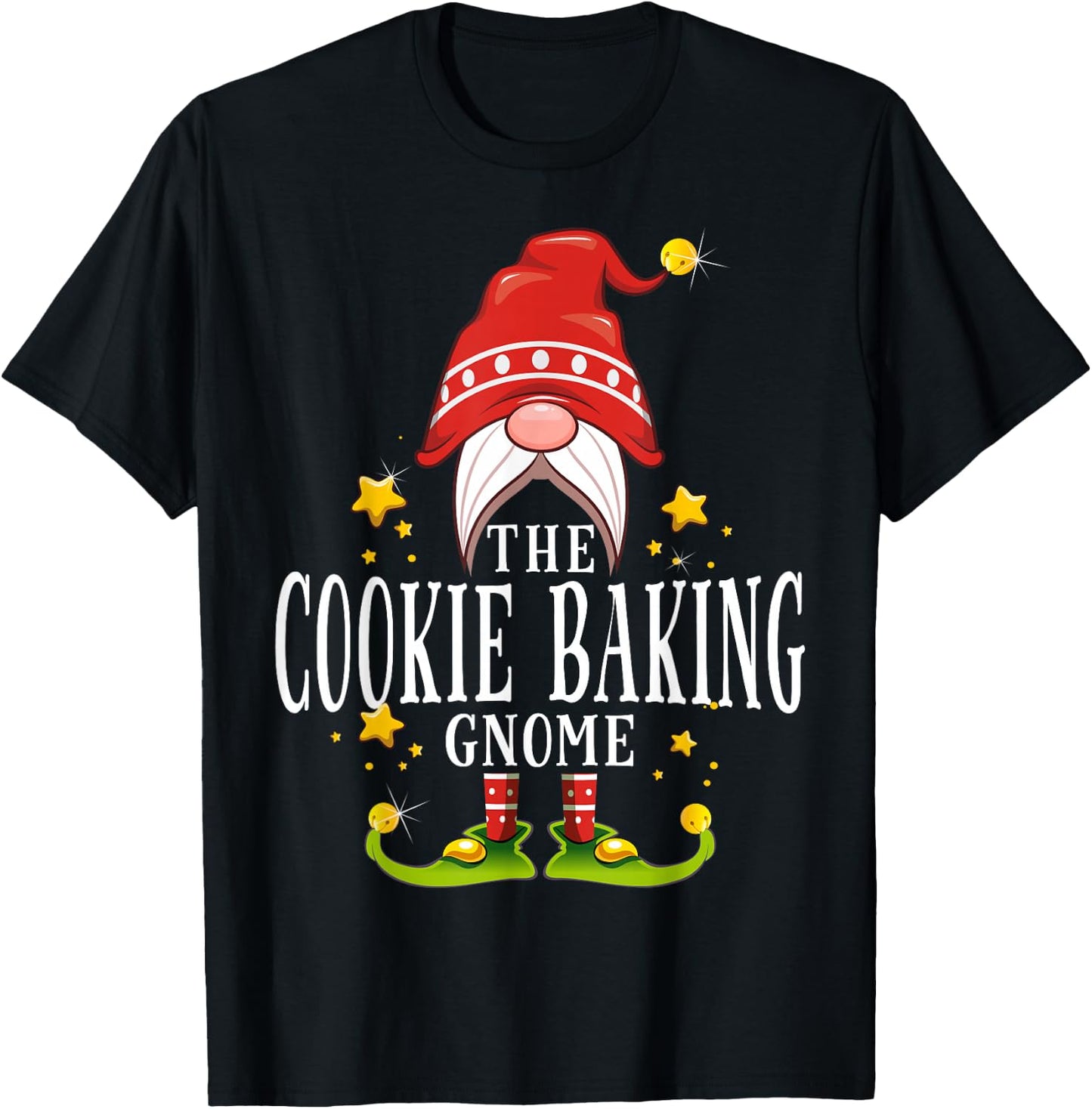The Cookie Baking Gnome Christmas Matching T-Shirt - T-Shirt | Black