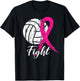 Fight Breast Cancer Volleyball Pink Ribbon Awareness Women T-Shirt - T-Shirt | Black