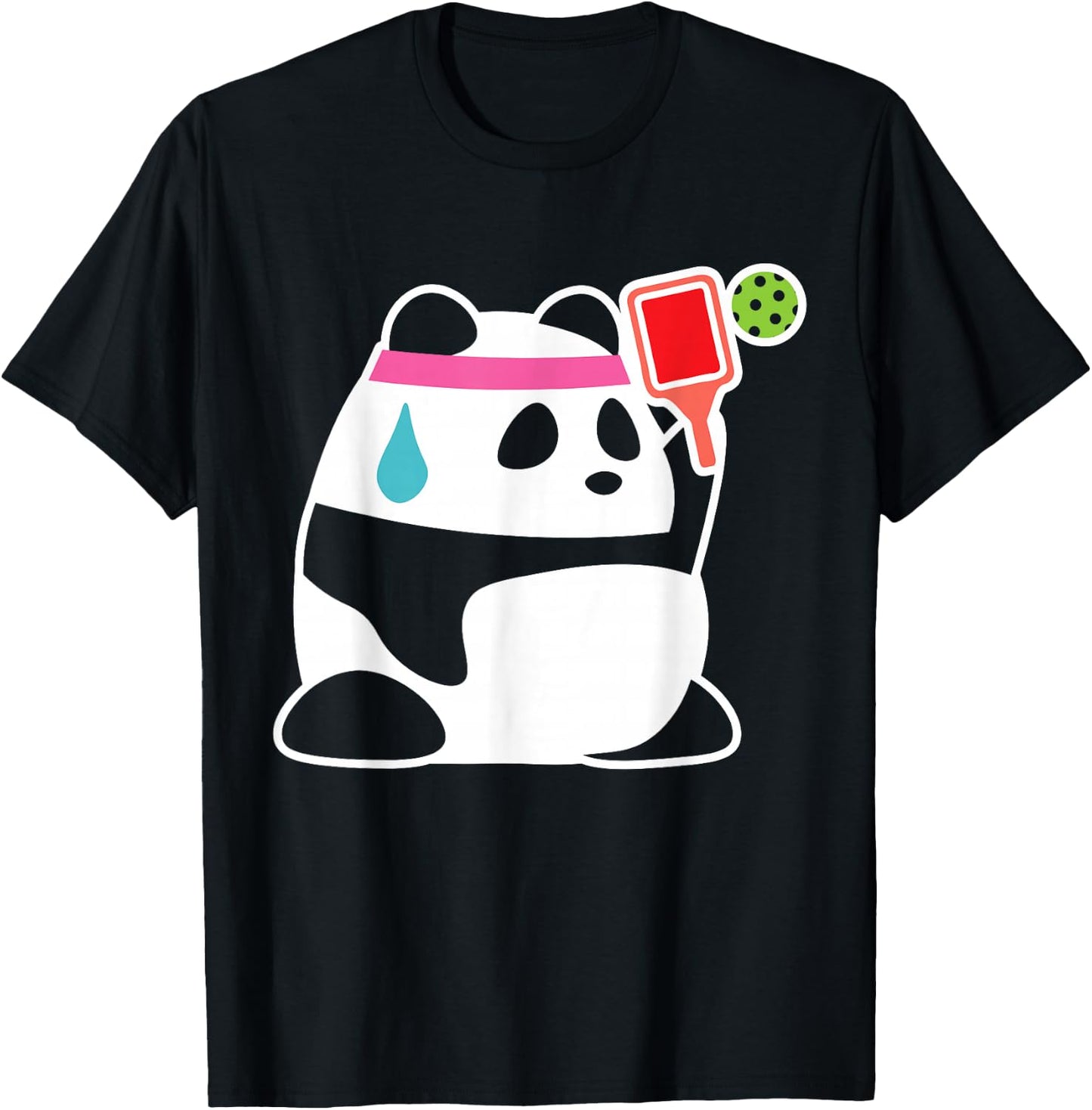 Kawaii Pickleball Player Trainer Panda Bear Animal Lovers T-Shirt - T-Shirt | Black
