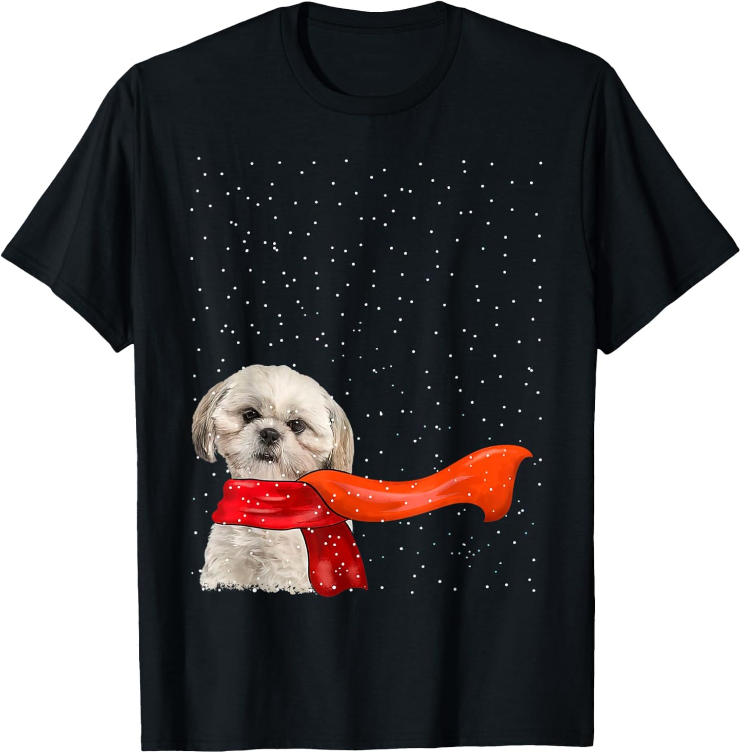 Shih Tzu Dog Winter Christmas Sweater Xmas Pet Men Women T-Shirt - T-Shirt | Black