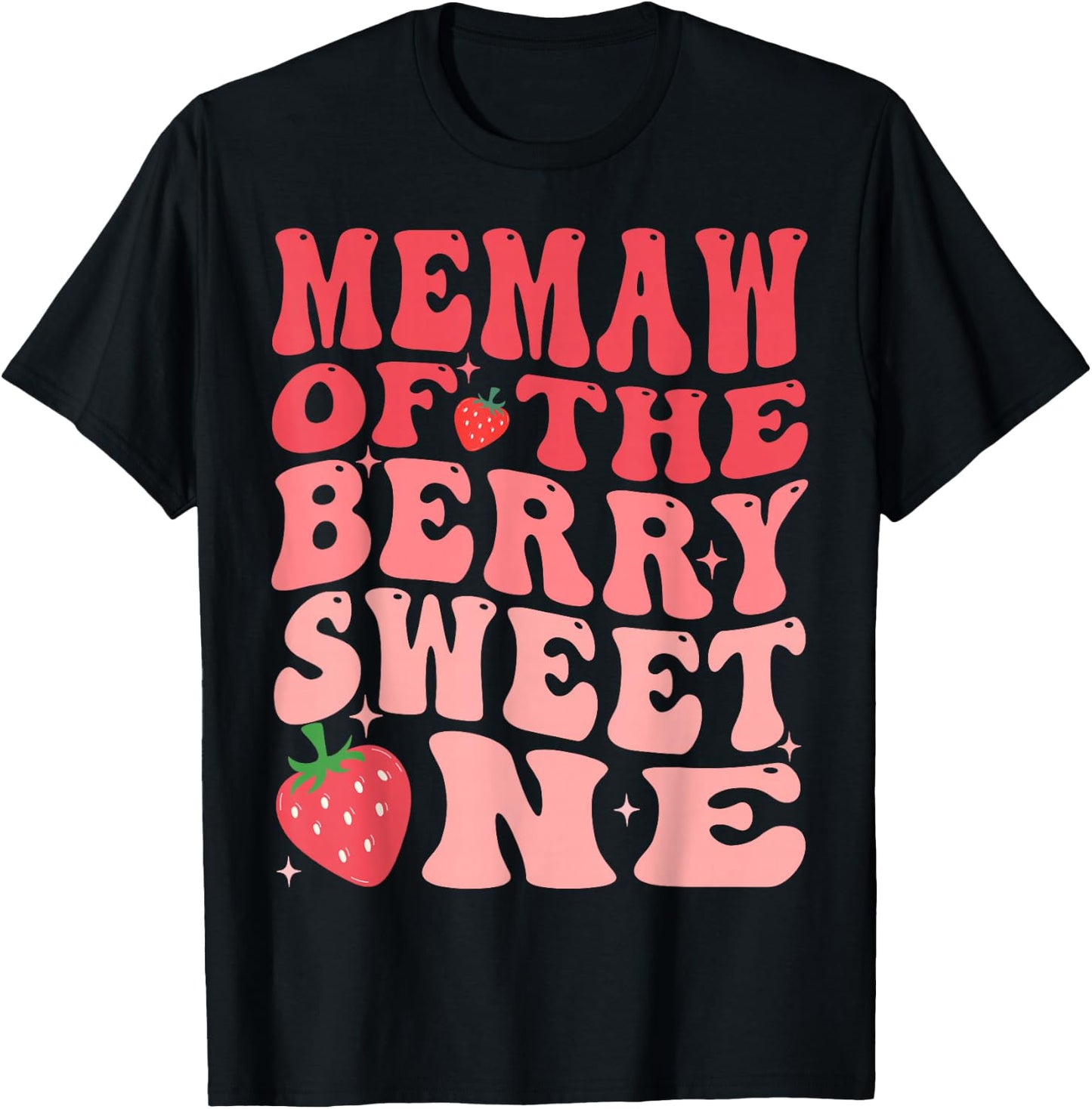 Memaw Of The Berry Sweet One 1st Birthday Strawberry T-Shirt - T-Shirt | Black