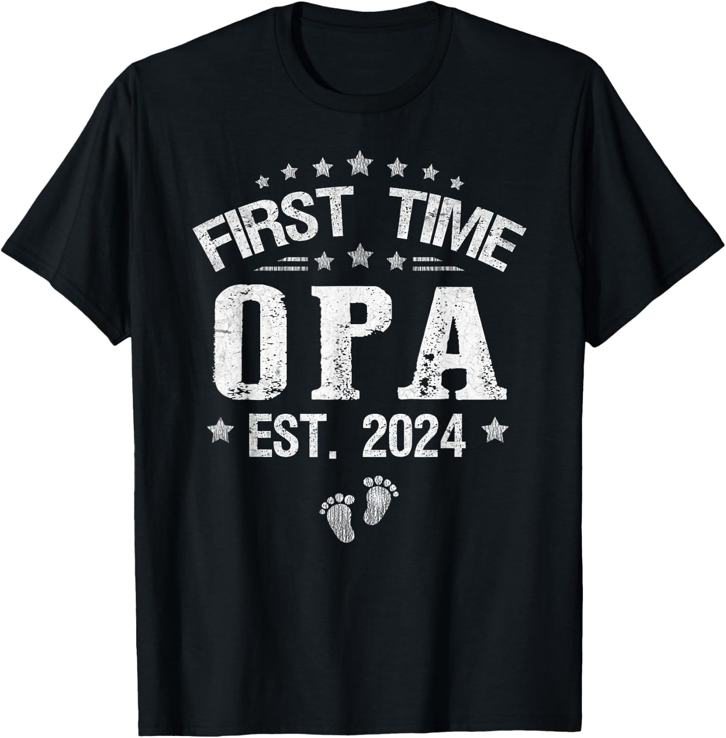First time Opa est.2024 Father's Day Promoted To Opa T-Shirt - T-Shirt | Black