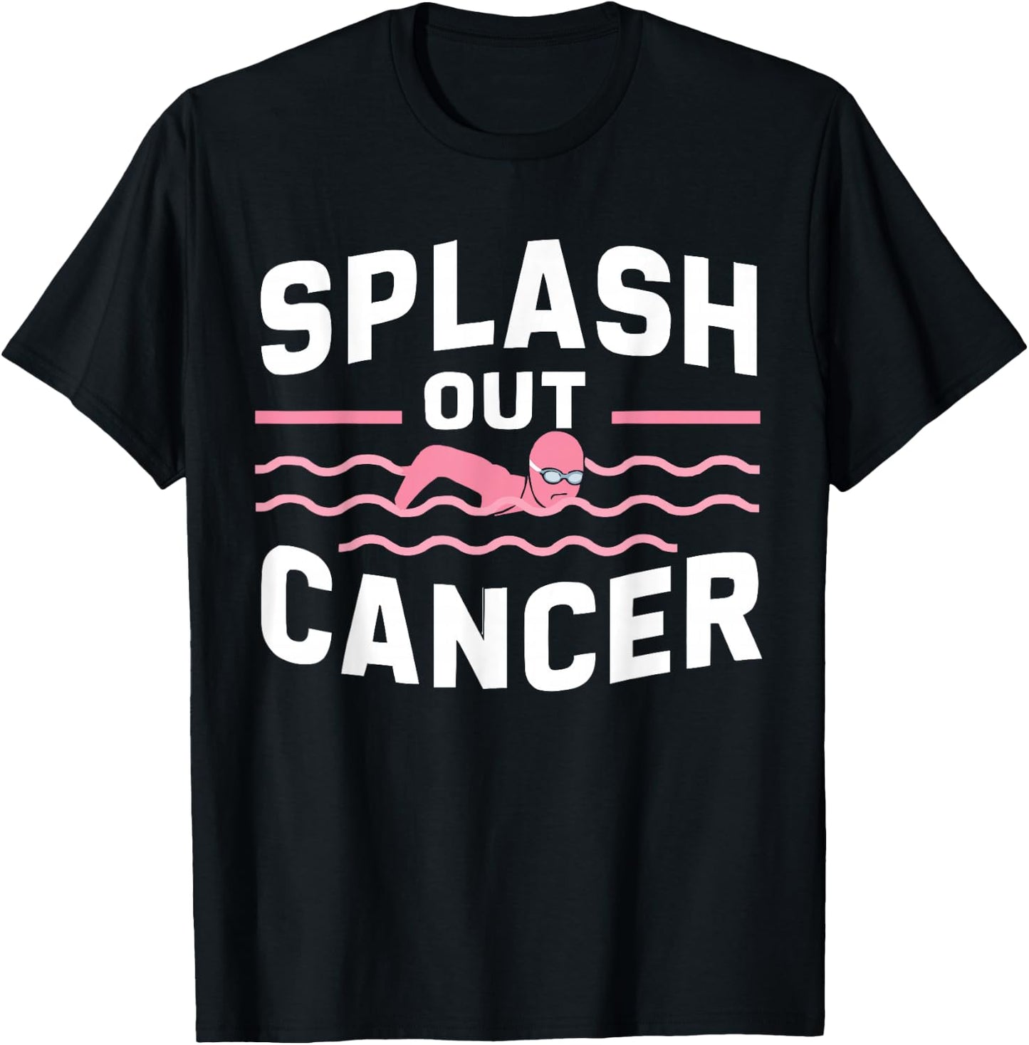 Swimming Breast Cancer Awareness Month Pink Ribbon T-Shirt - T-Shirt | Black