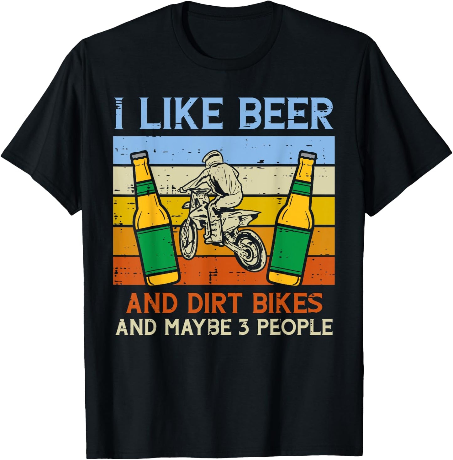 Beer Dirt Bikes 3 People Funny Motocross Biker Men Women T-Shirt - T-Shirt | Black