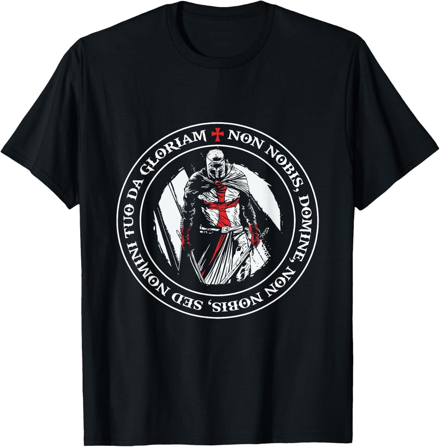 Caballero Templario Con Escudo Cruzado Y Cruz Templaria T-Shirt - T-Shirt | Black